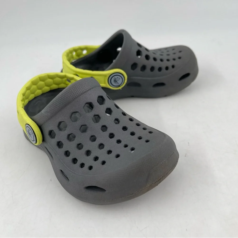 Joybees Unisex Toddler Gray Yellow Ventilated Mules Clogs Shoes - Size 4/5 Child
